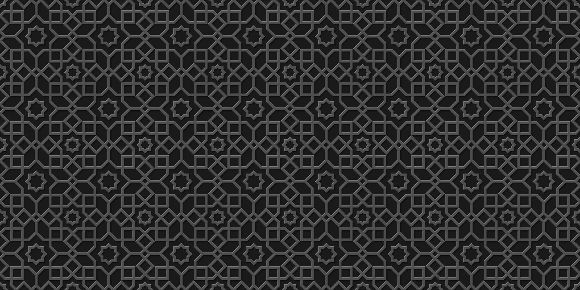 Black islamic background, arabic pattern,carved style vector