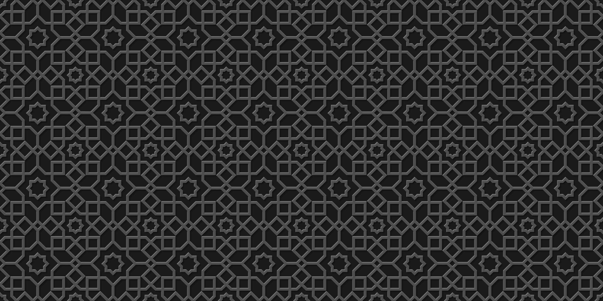 Black islamic background, arabic pattern,carved style vector