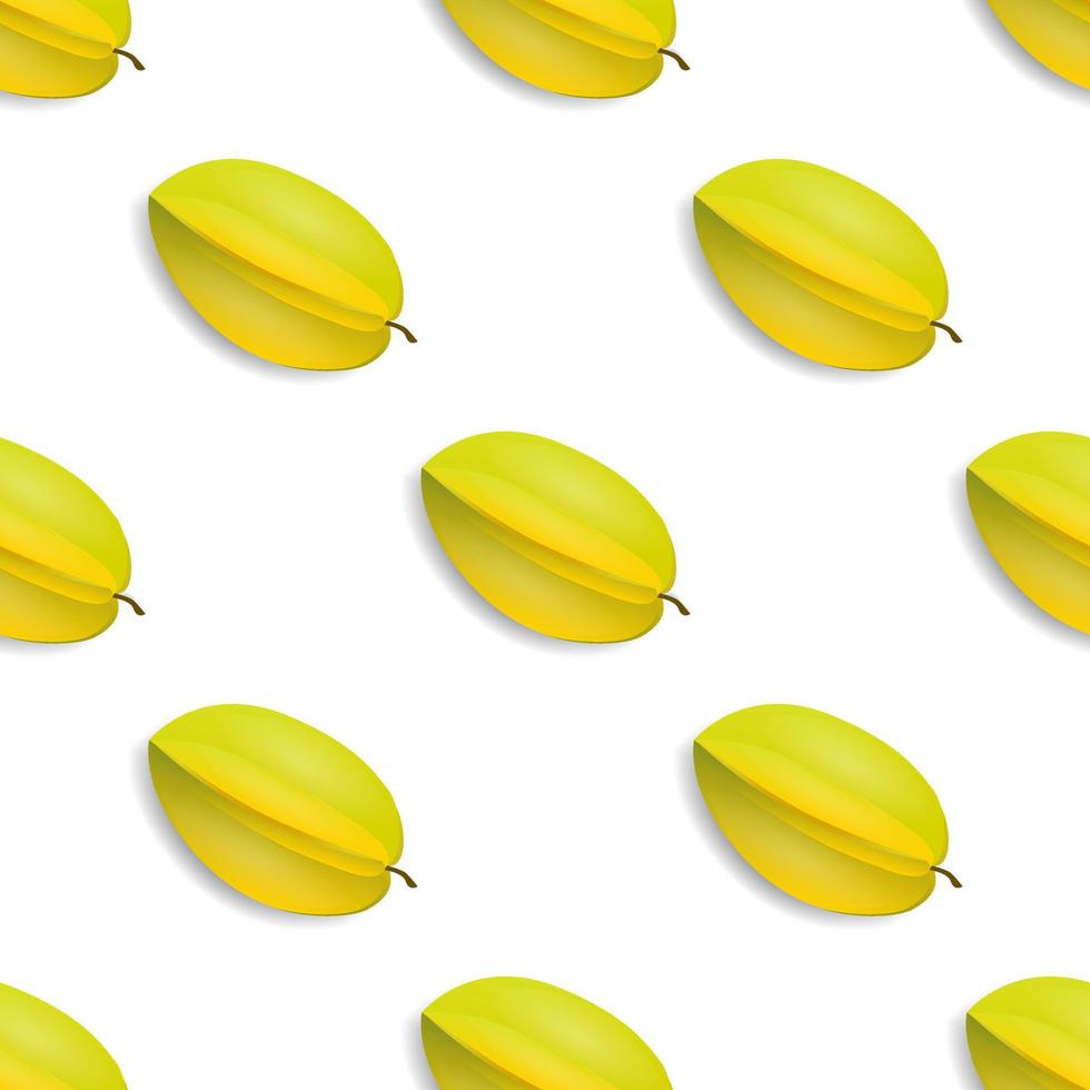 Seamless pattern design of yellow star fruit. on a white background. modern and print ready fruit wallpaper on fabric. vector illustration