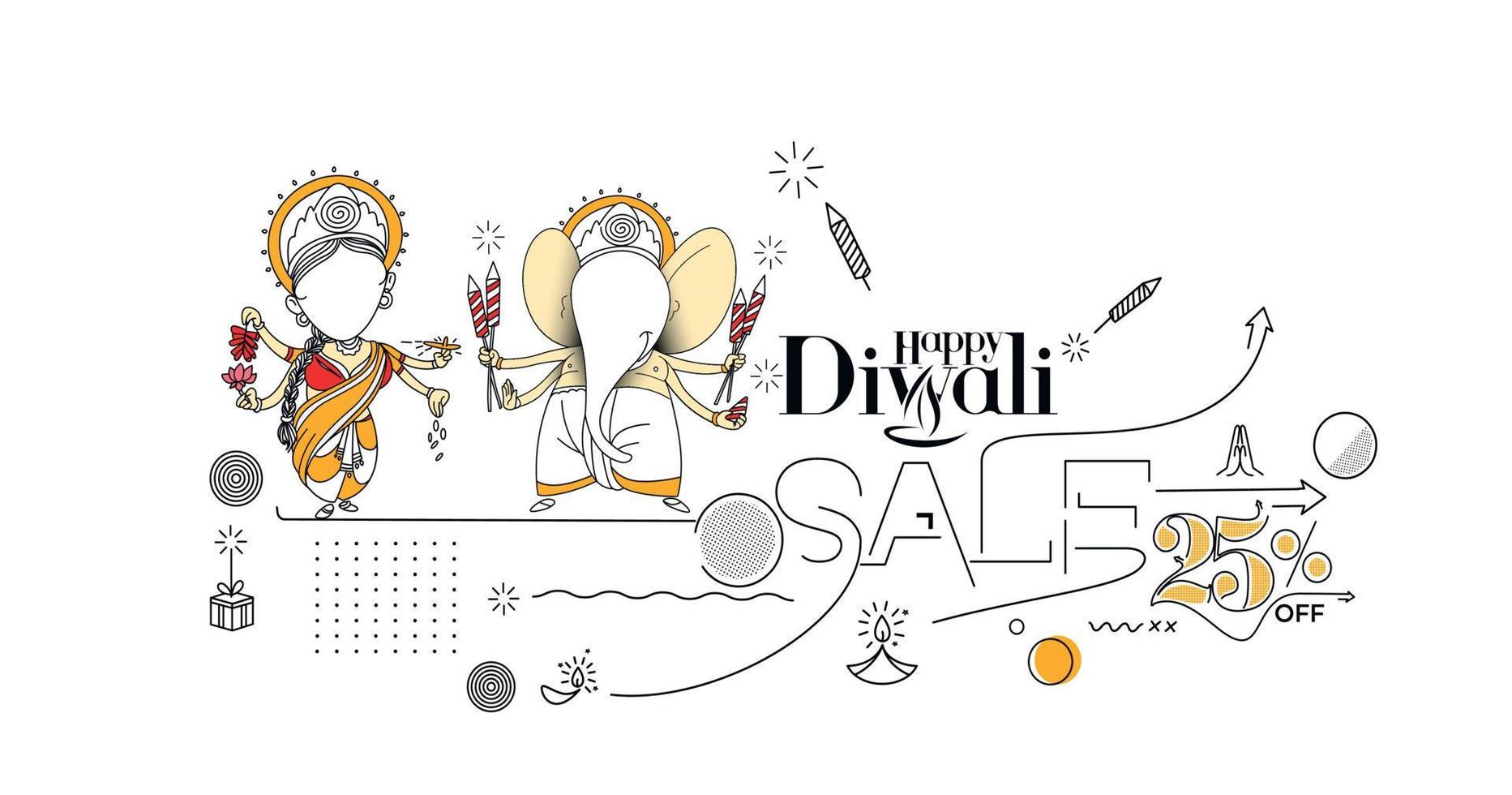 cartel de banner de venta de feliz diwali, ilustración vectorial. vector