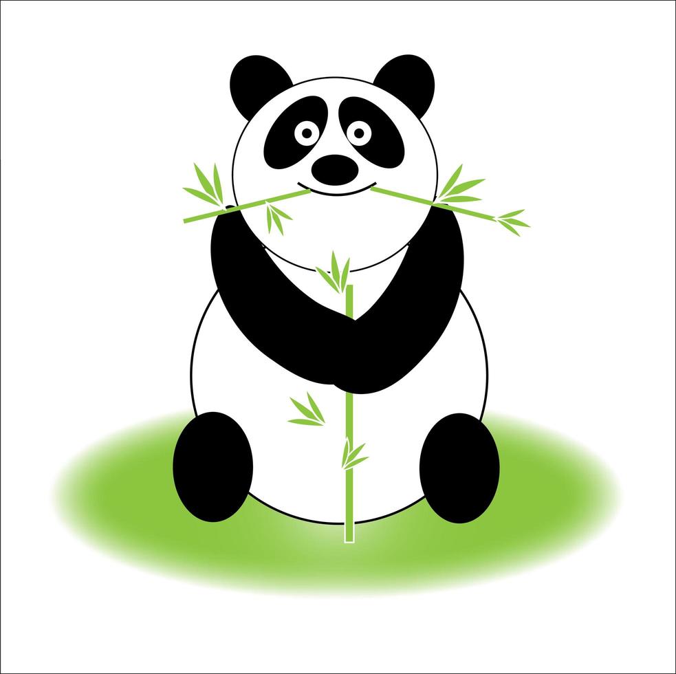 lindo panda come bambú vector