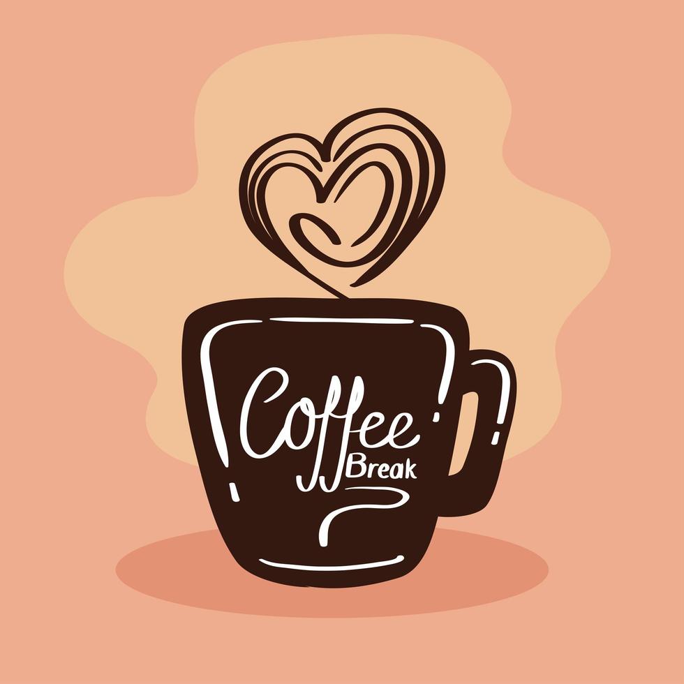 taza de cafe y corazon vector