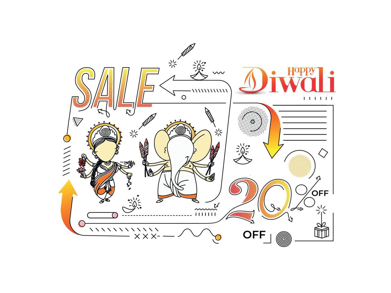 Happy Diwali Sale Banner Poster, Vector illustration.