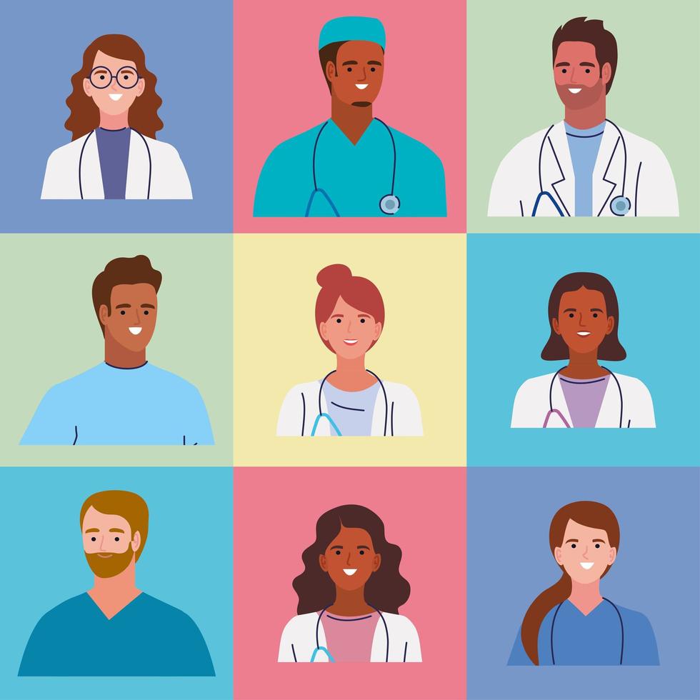 medical staff nine characters vector