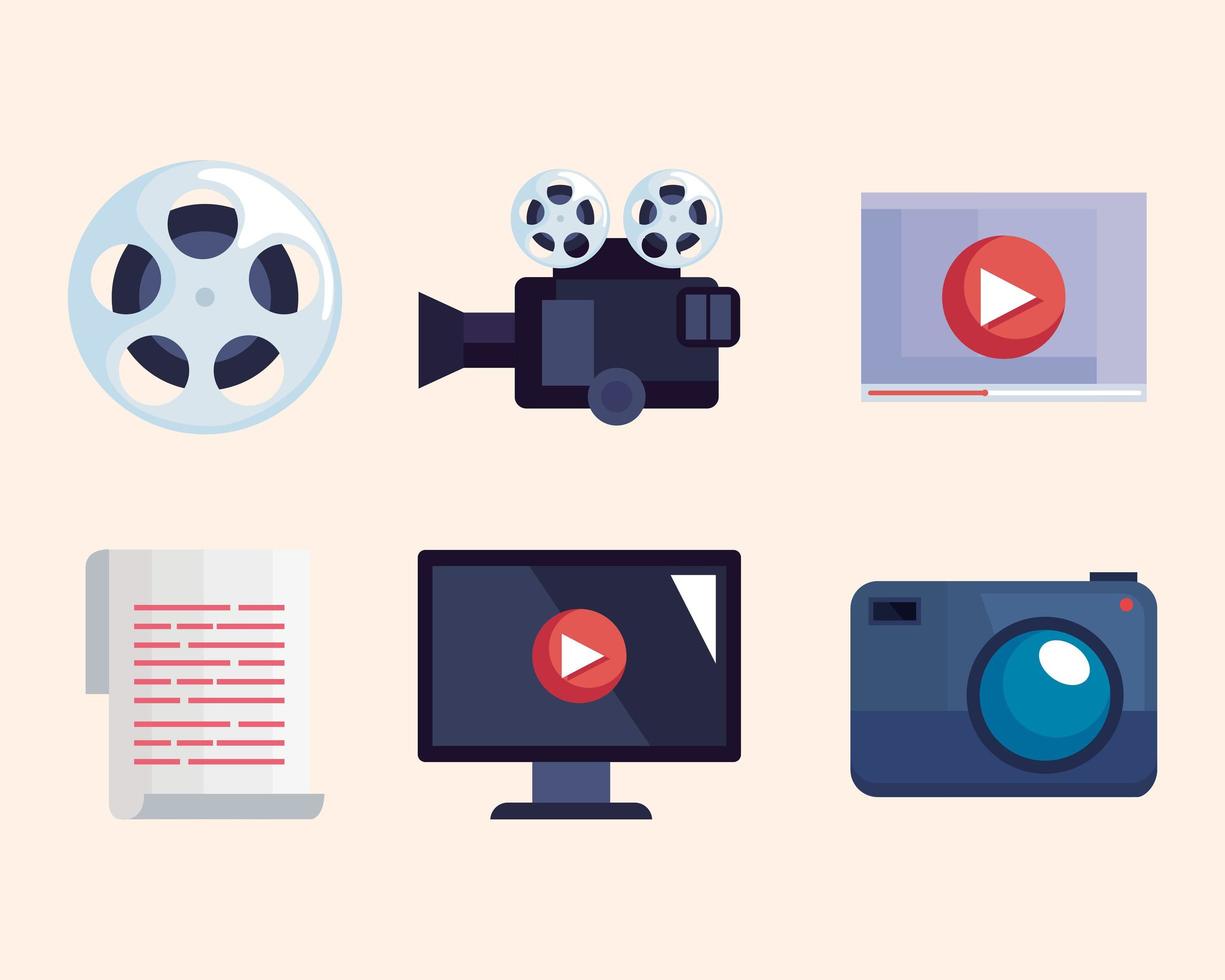 video production icon collection vector