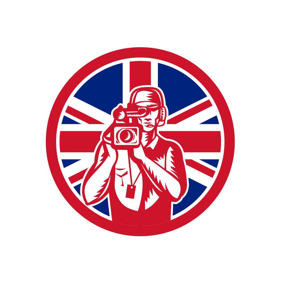 British cameraman Icon Retro vector
