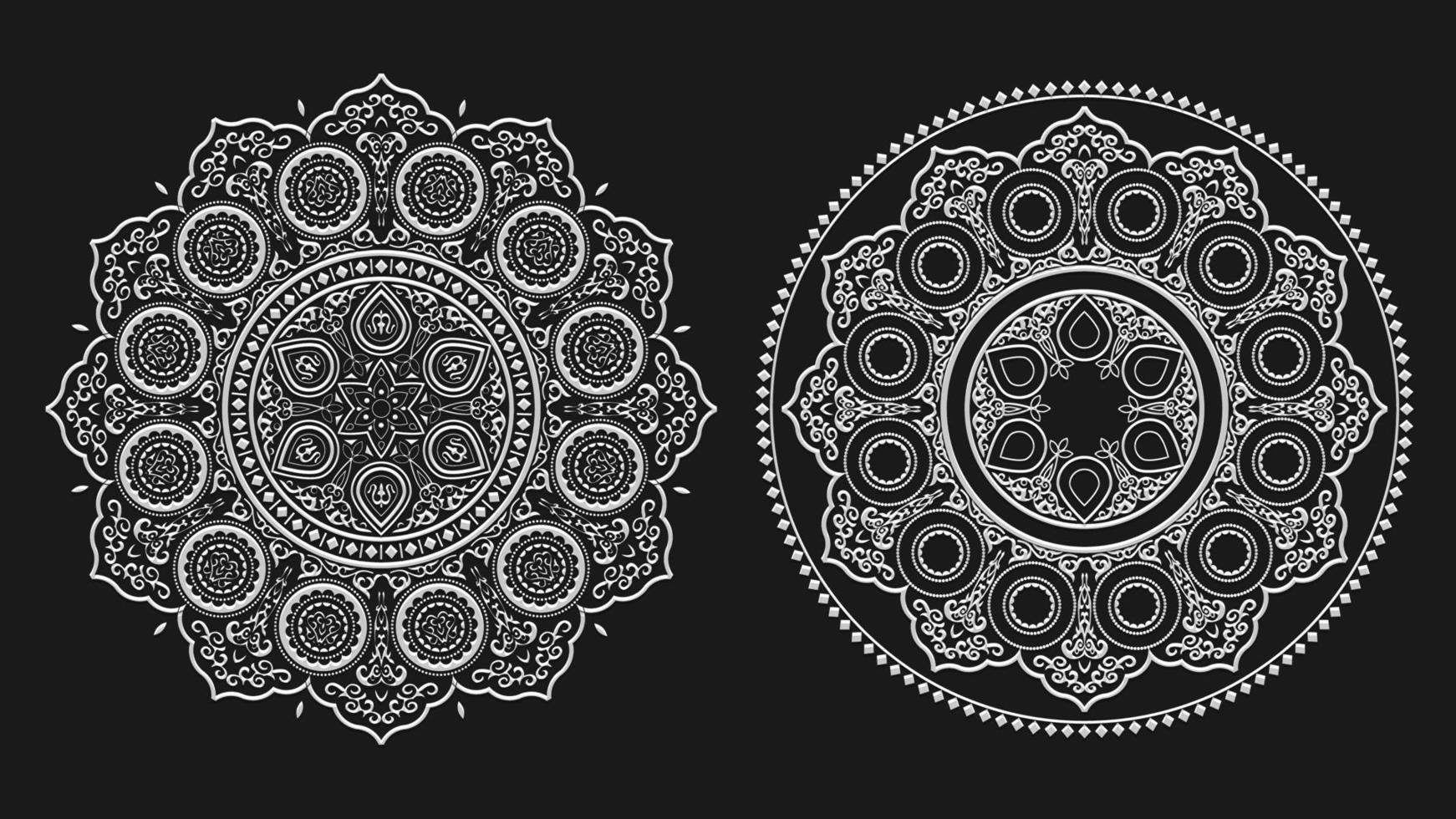 Boho white floral mandala line art , vector set