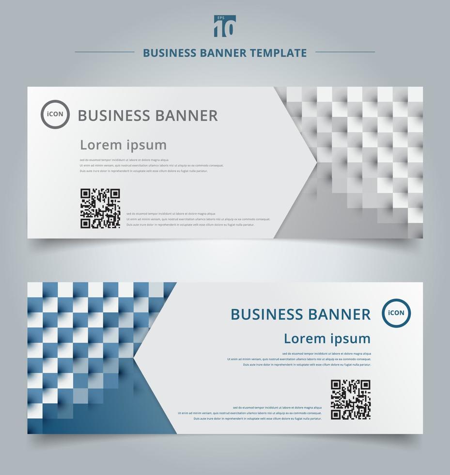 Set of banner web template geometric horizontal with the 3D effect for business style vector