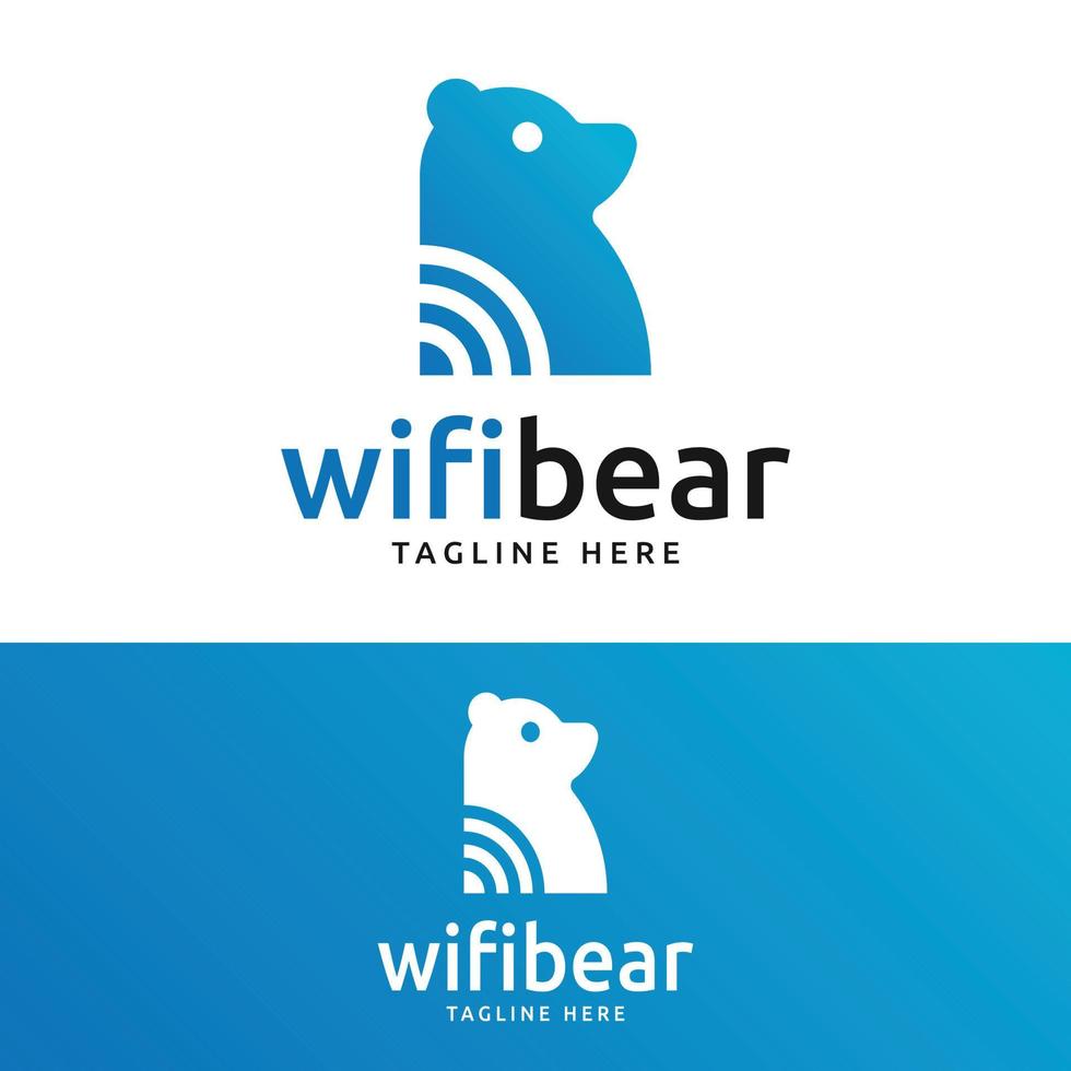 plantilla de diseño de logotipo de oso wifi vector