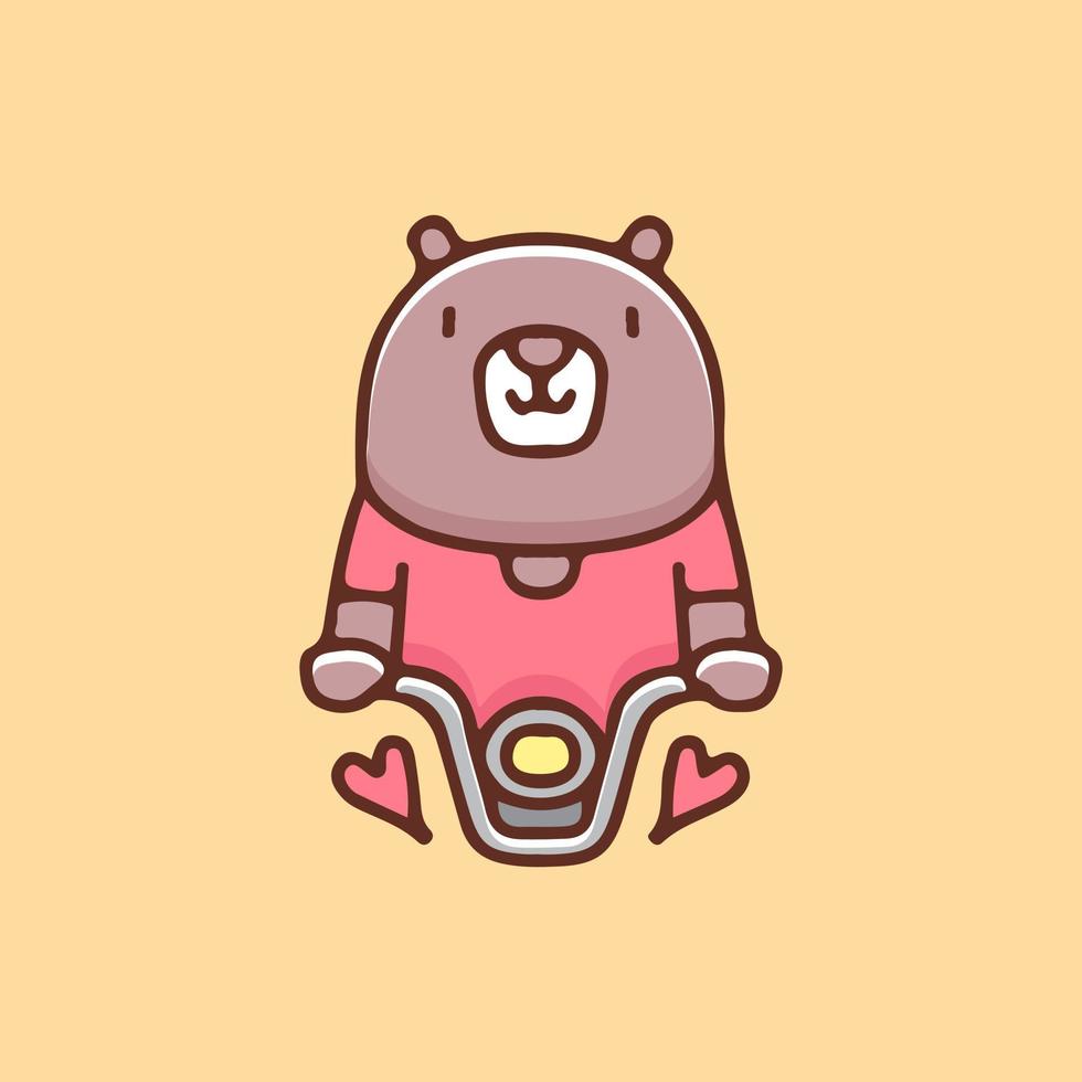 Cute bear ride a motorcycle illustration. Vector graphics for t-shirt prints and other uses.