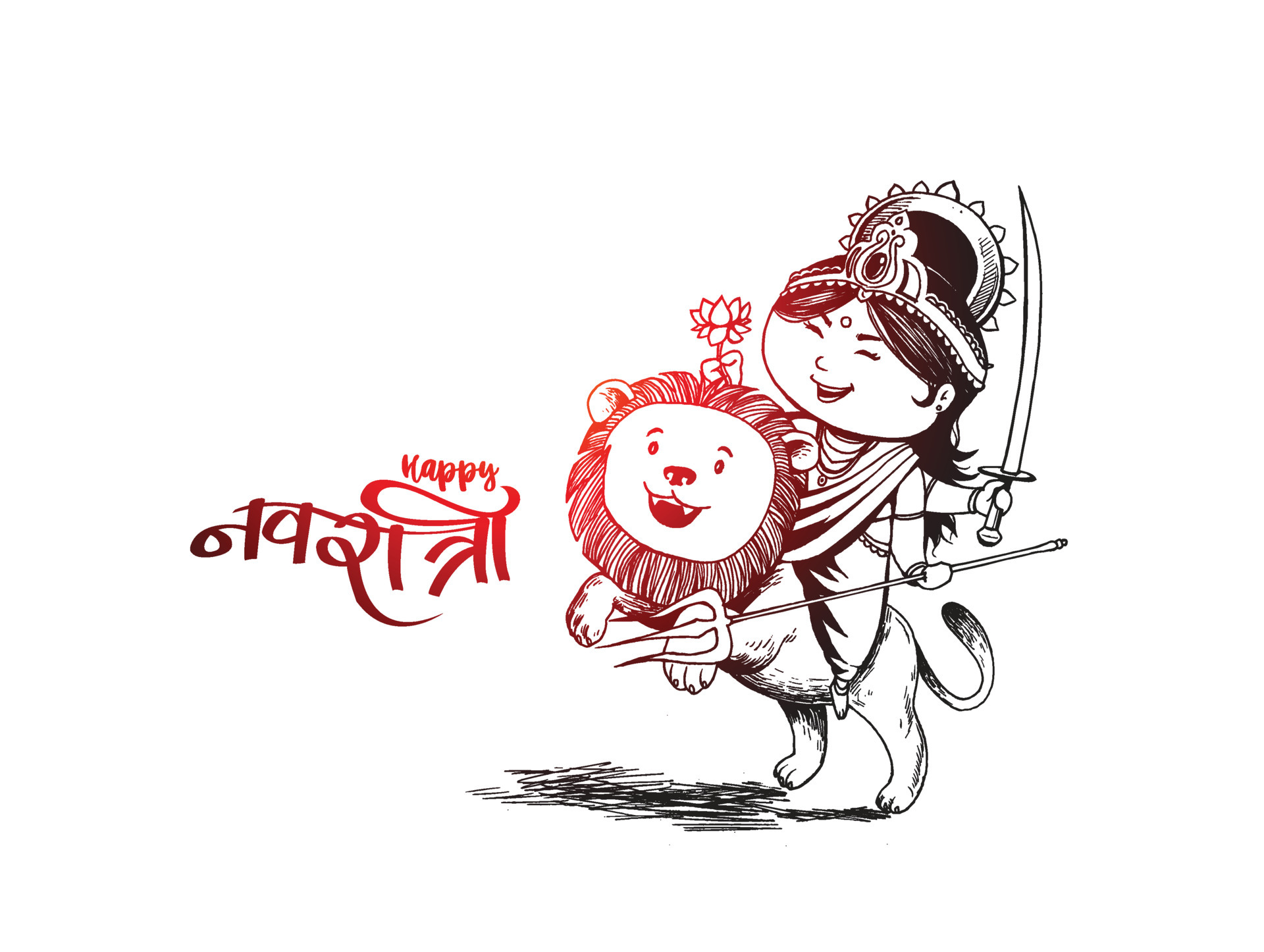 Happy Durga Puja Subh Navratri festival India holiday background, Hand  Drawn Cartoon Sketch Vector illustration. 4224872 Vector Art at Vecteezy