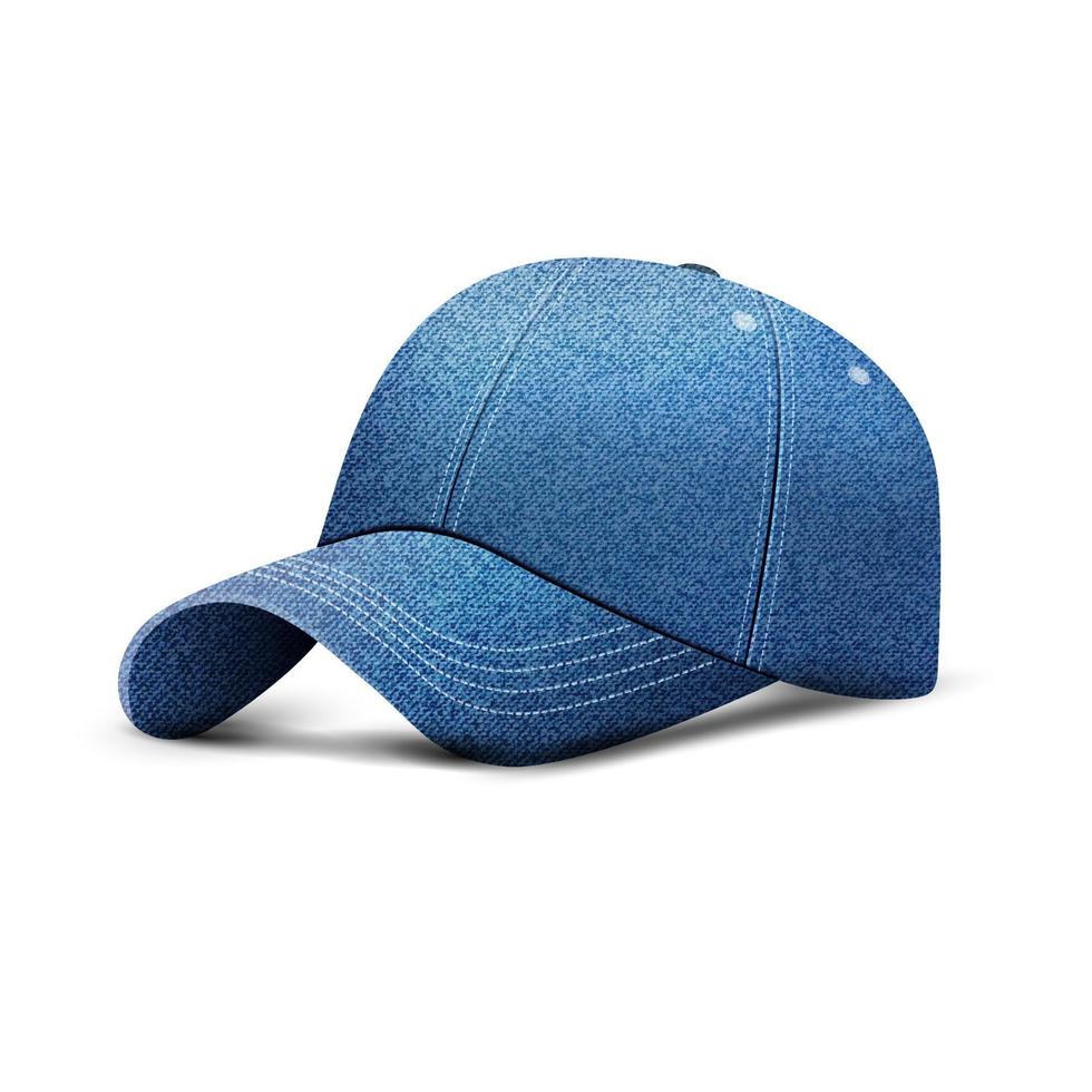 Denim baseball cap, uniform cap hat, realistic 3d style vector