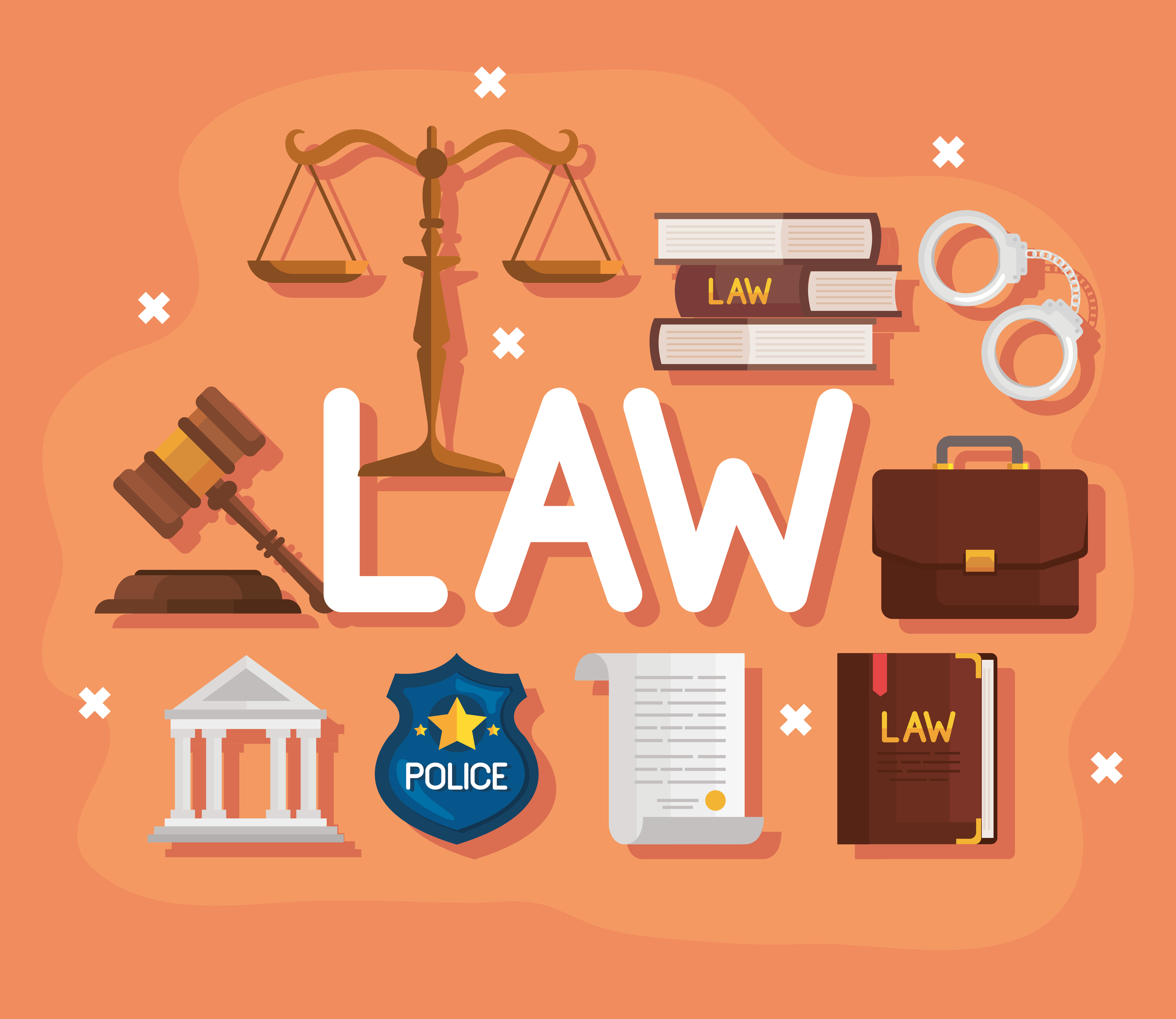 law word with justice icons 4224899 Vector Art at Vecteezy