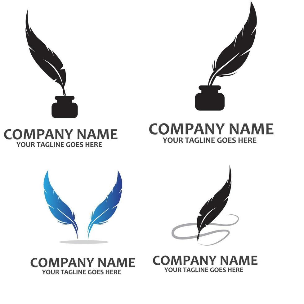 feather pen symbol icon vector logo