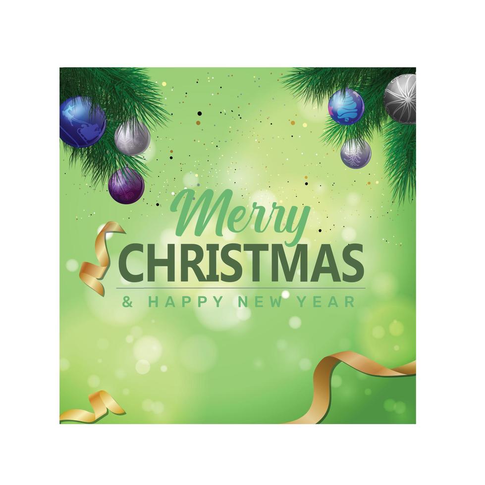 Elegant christmas background with branches and christmas balls vector