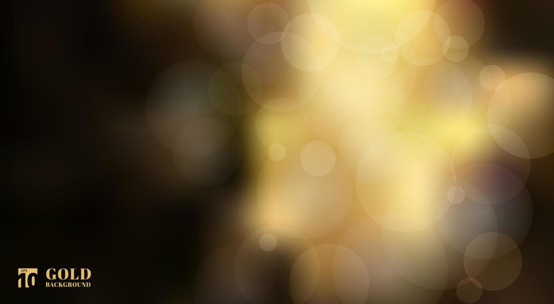 Resumen luces bokeh de oro brillante desenfocado sobre fondo negro vector