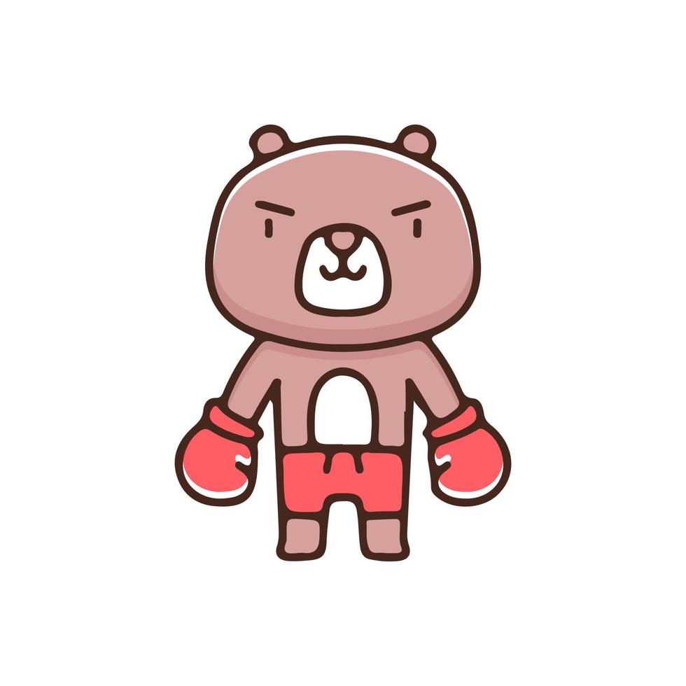 Cute bear boxer illustration. Vector graphics for t-shirt prints and other uses.