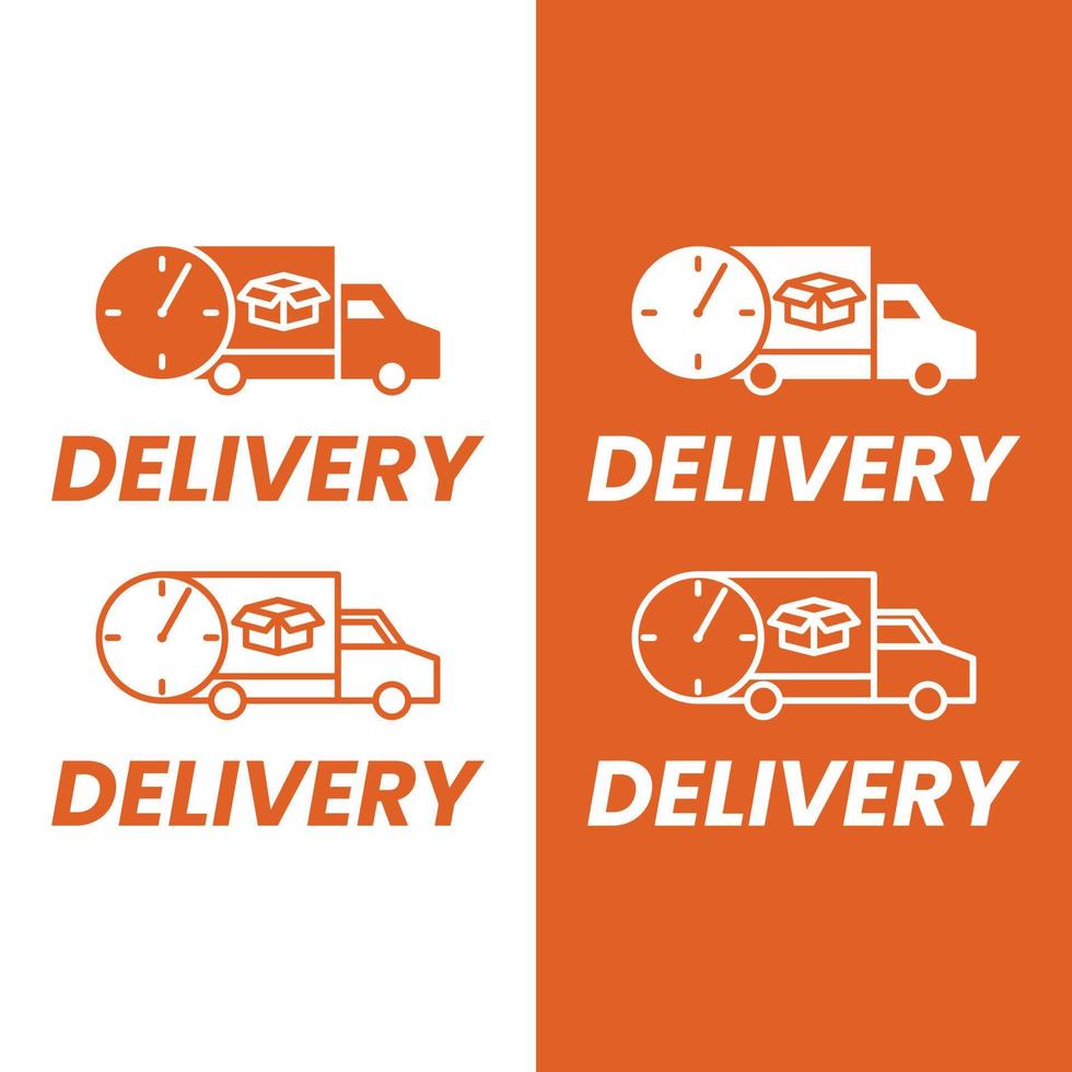 Delivery Truck with Clock Timer Logo Design Template vector