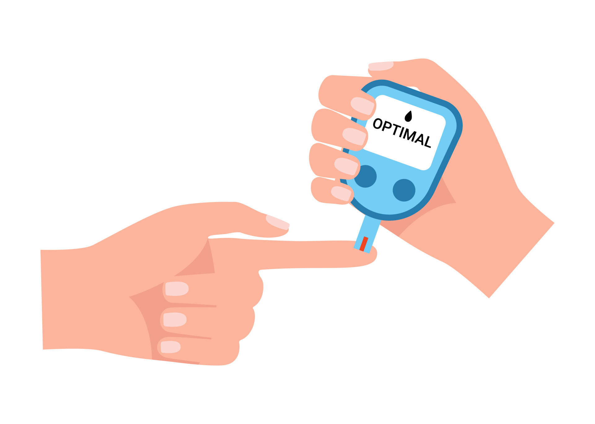 Test sugar check level in blood, diabetes concept. Blood drop test strip for measure glucose