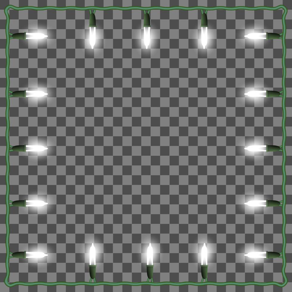 Christmas lights square frame, Xmas light border isolated on dark background with copy space vector