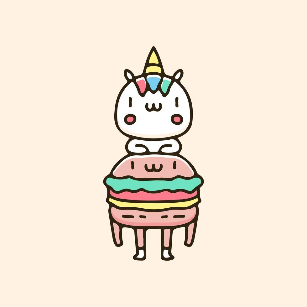 Little unicorn and burger character illustration. Vector graphics for t-shirt prints and other uses.