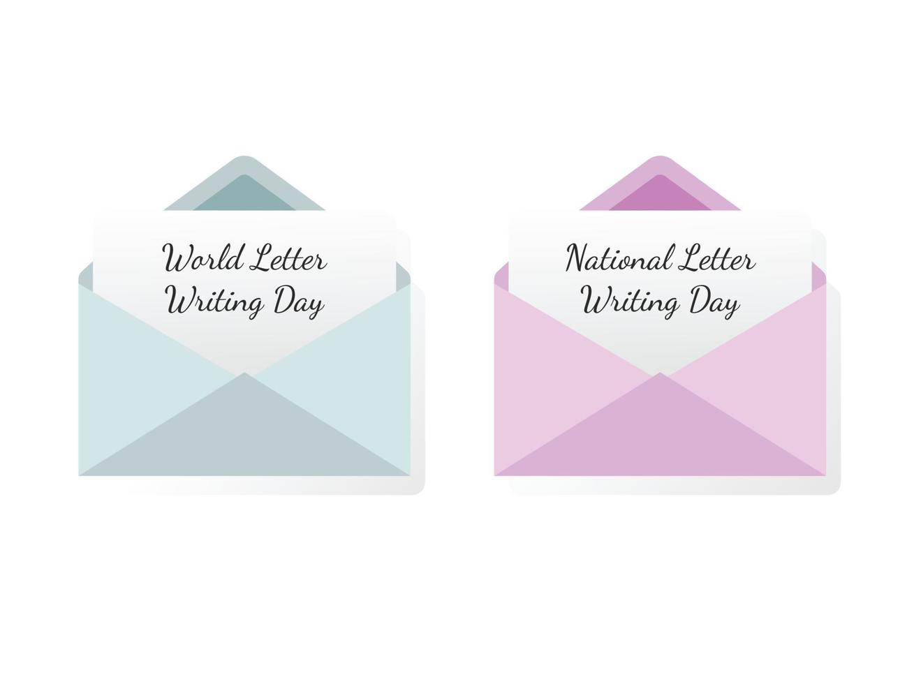 Envelope, world letter writing day, paper, greetings card vector