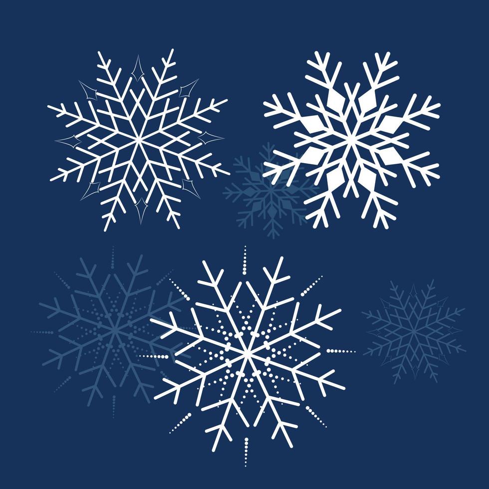 Snow crystals shapes falling in Christmas vector