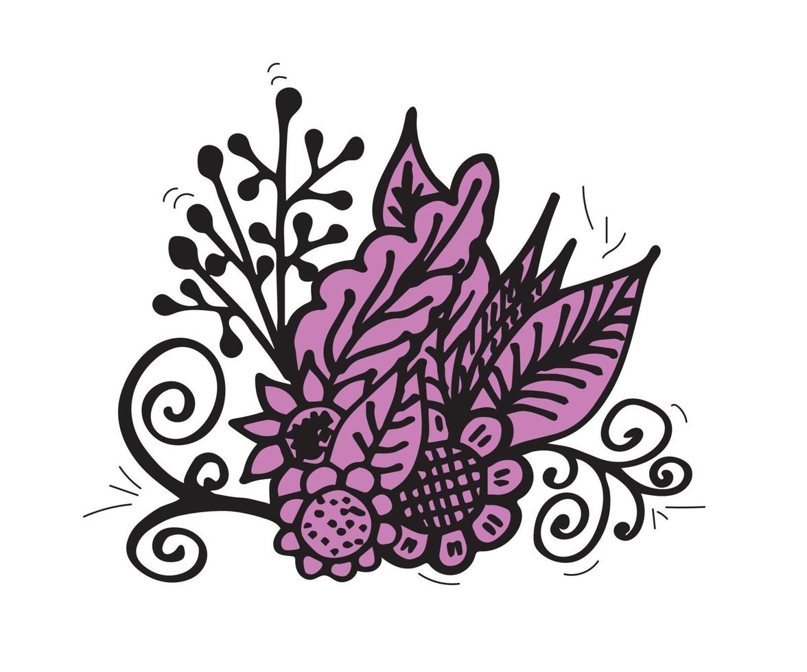doodle bouquet of flowers vector