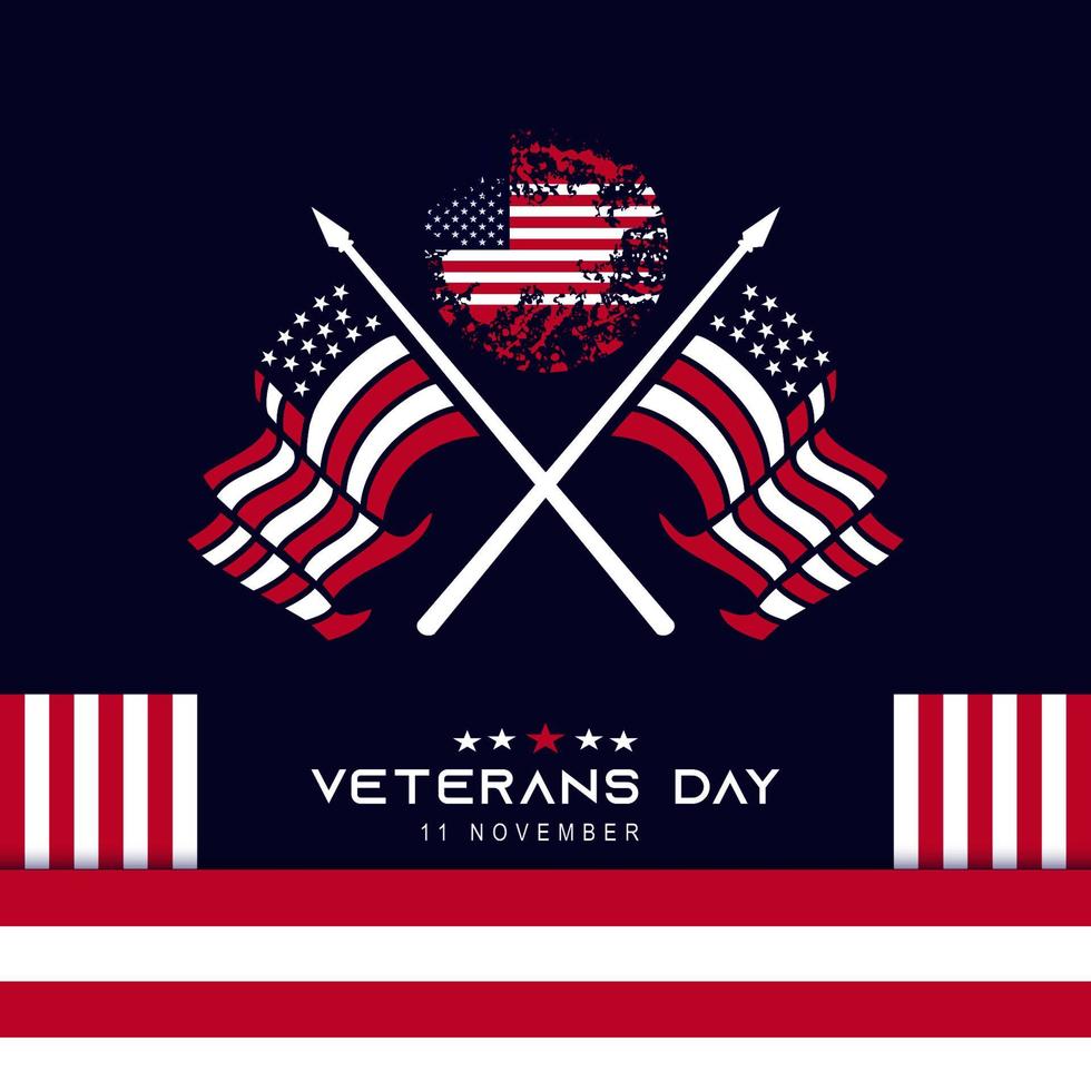 veterans day banner with flags vector