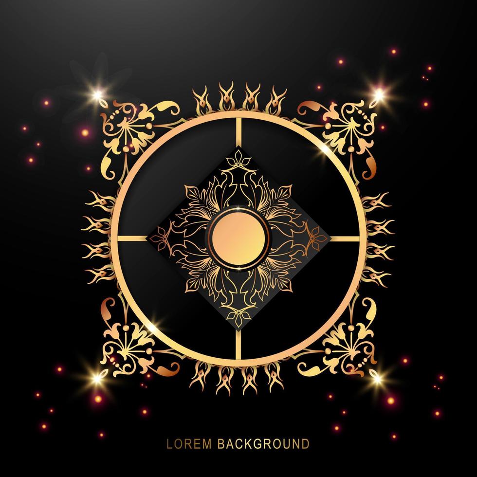 Rounded vintage frame design in gold 01 vector