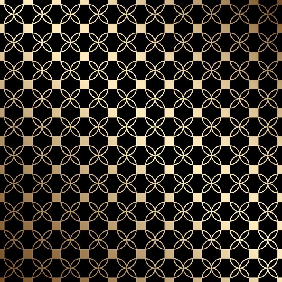 Geometric black and gold seamless pattern with stylized flowers, art deco style vector
