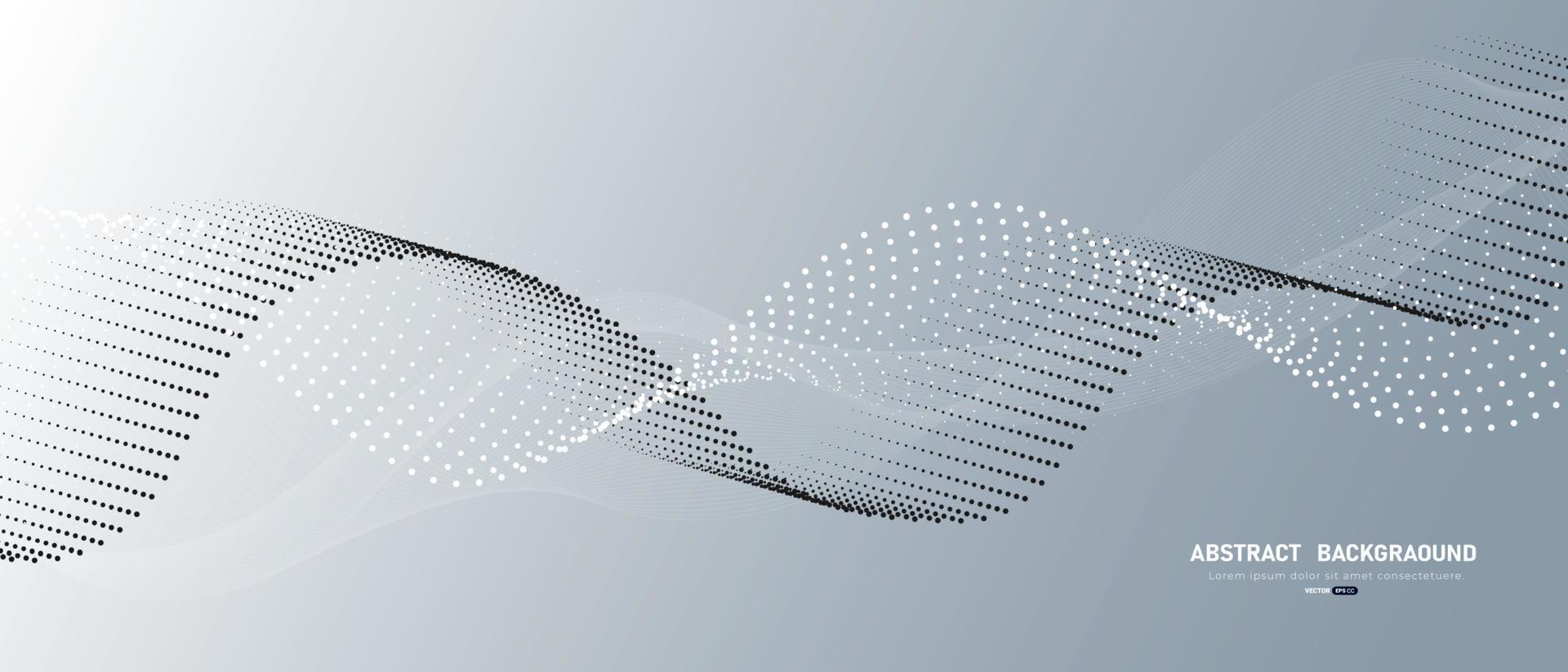 Grey white abstract background with flowing particles vector