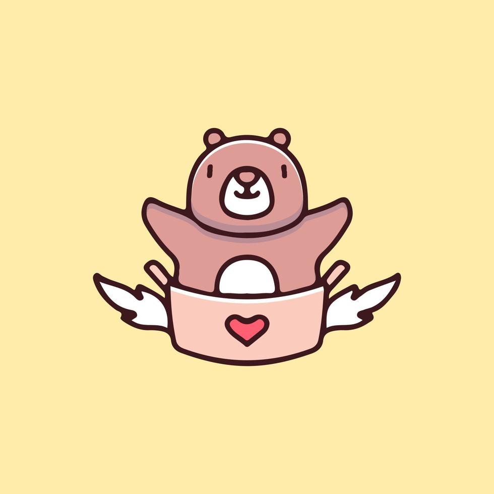 mosca de oso kawaii con ilustración de cajita. gráficos vectoriales para estampados de camisetas y otros usos. vector