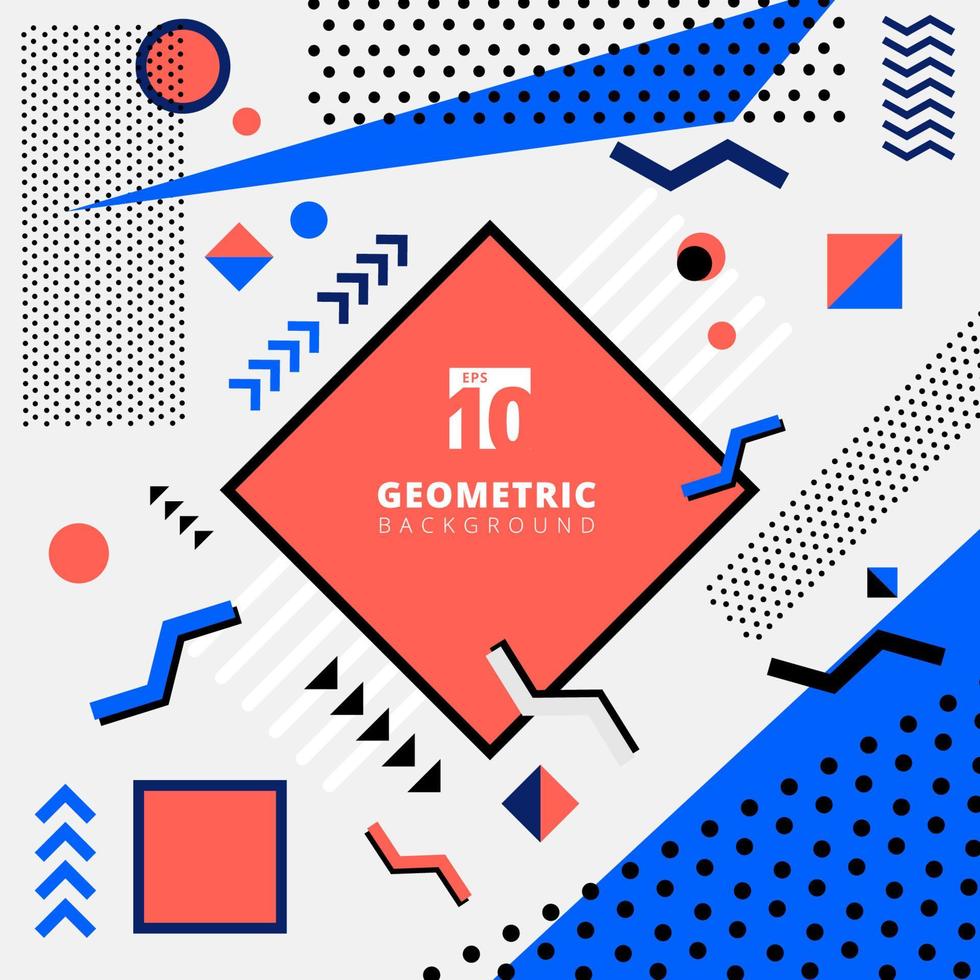 Abstract geometric pattern design memphis style for fashion in colorful tone  background. vector