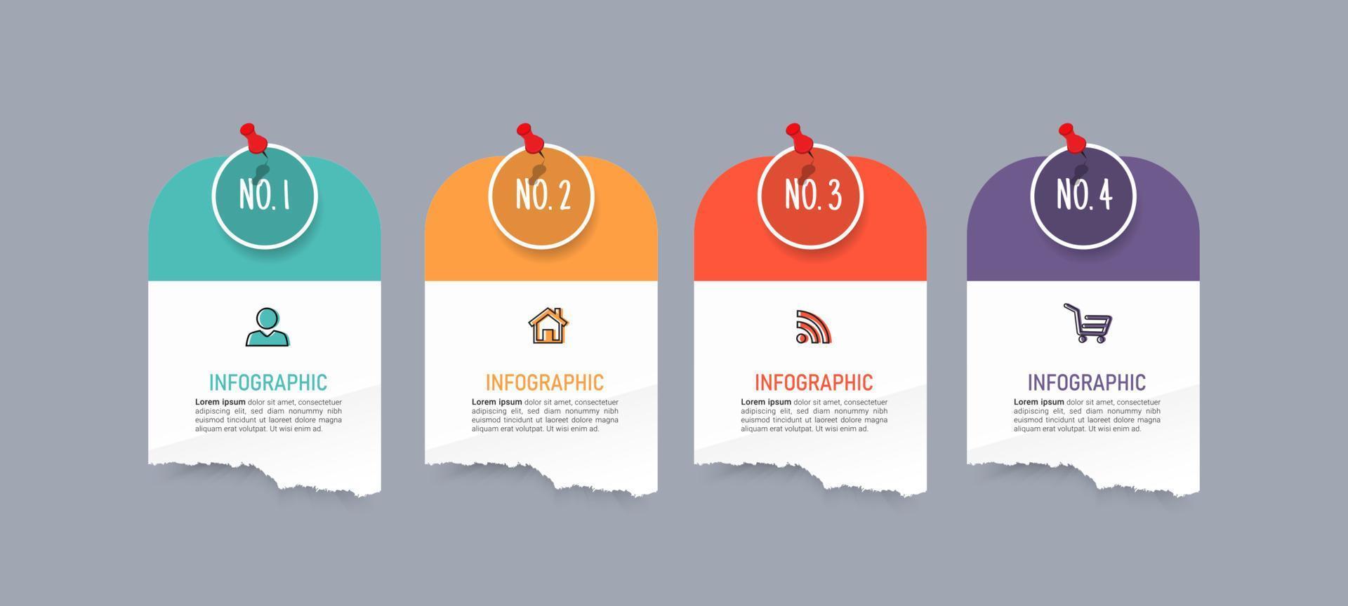 Business Infographic with note paper design vector. vector