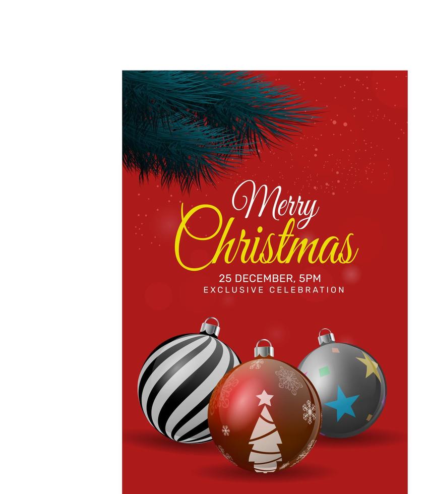 Elegant christmas background with branches and christmas balls vector