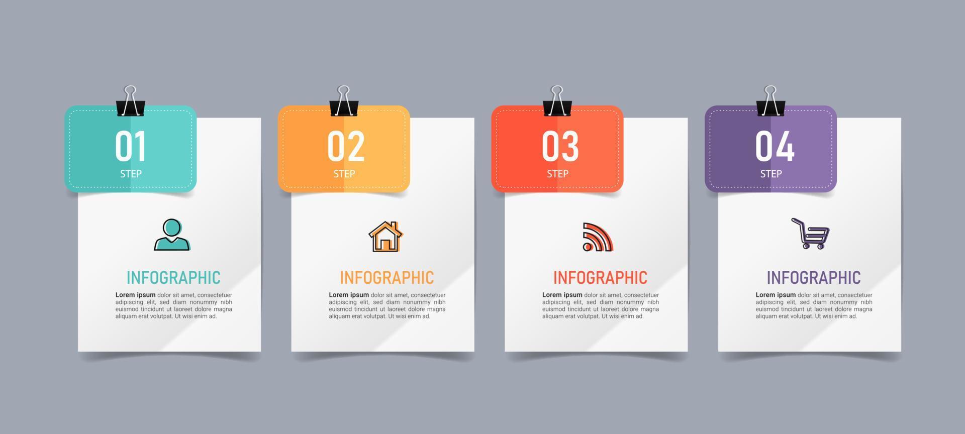 infografía empresarial con diseño de papel de nota vector