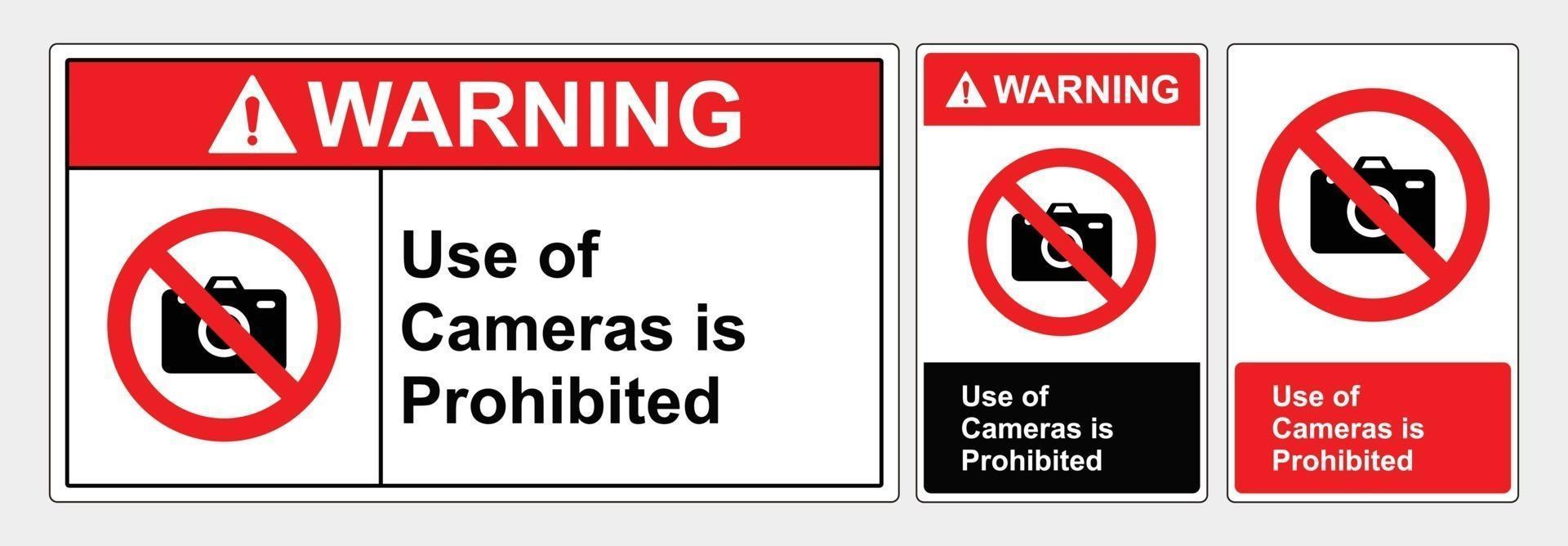 Safety sign Warning Cameras prohibited vector