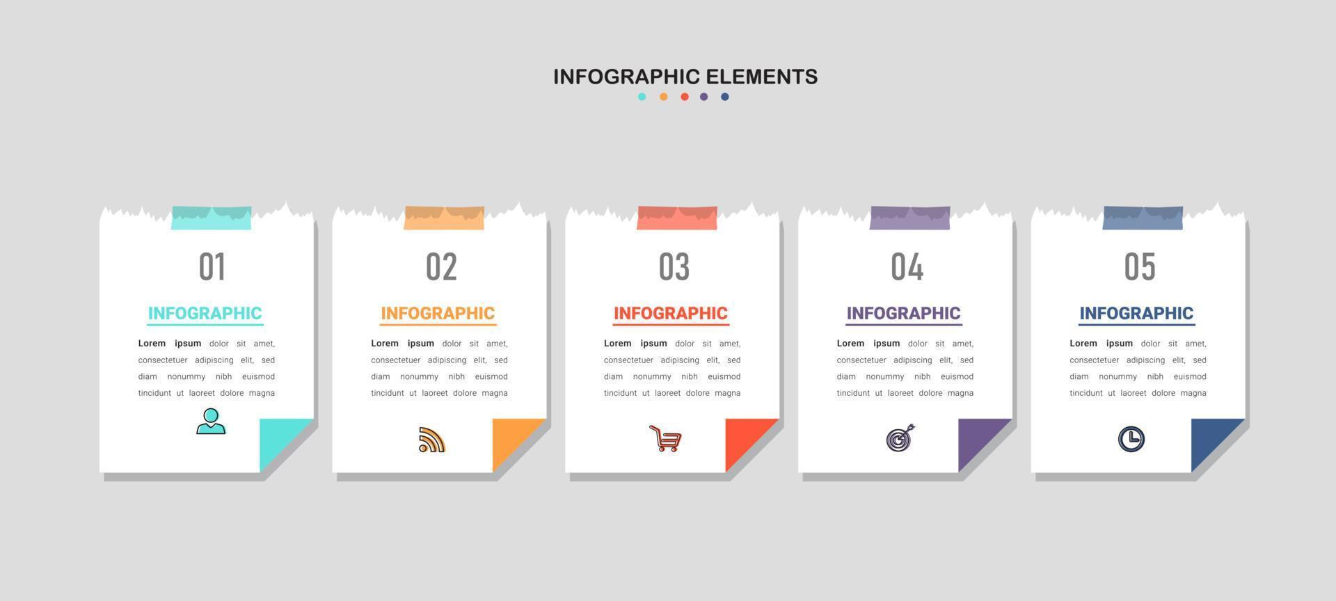 infografía empresarial con vector de diseño de papel de nota.