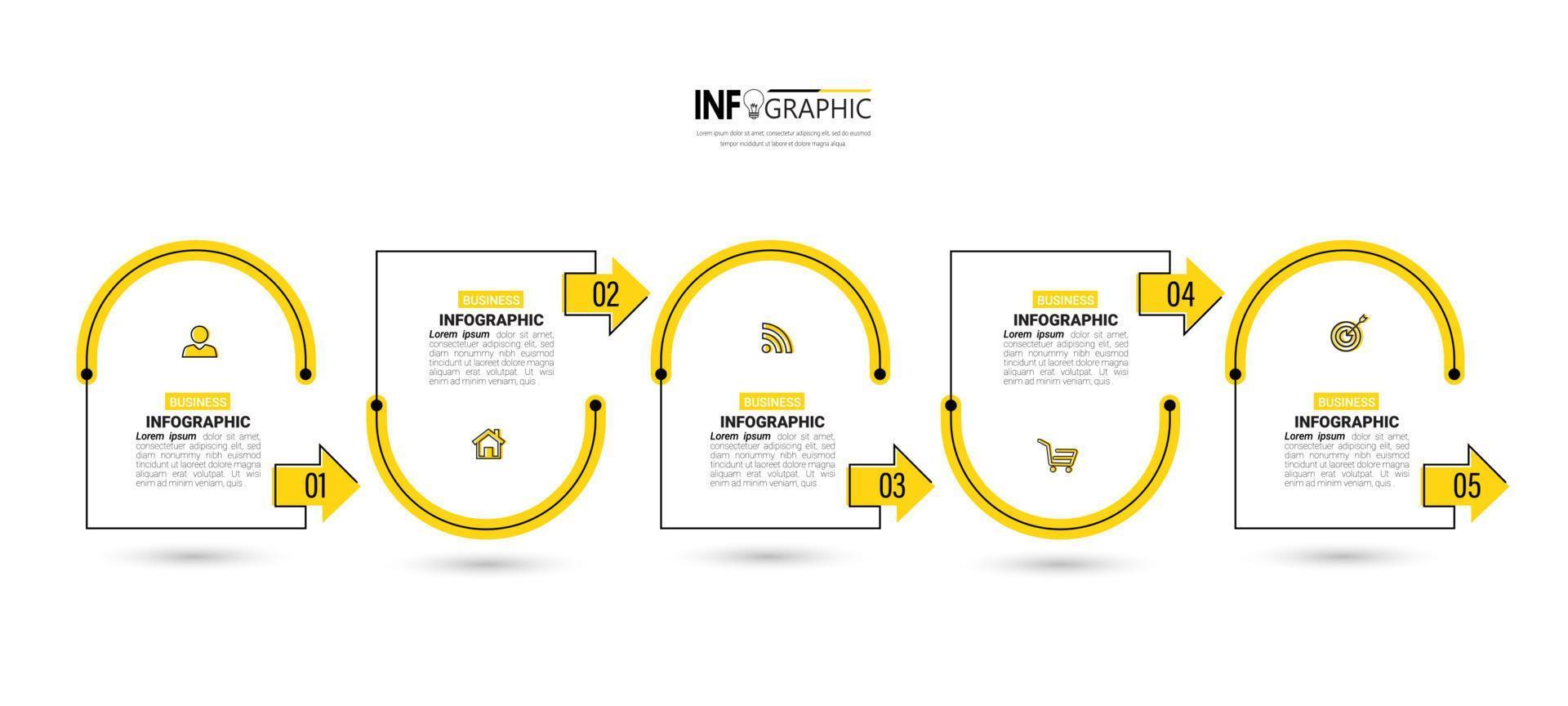 infografía de proceso plano lineal vector