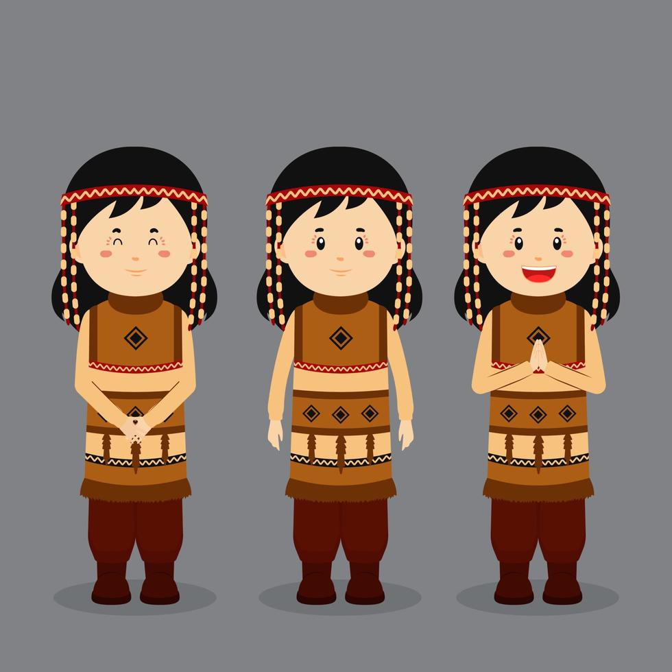 Aleuts Character with Various Expression vector