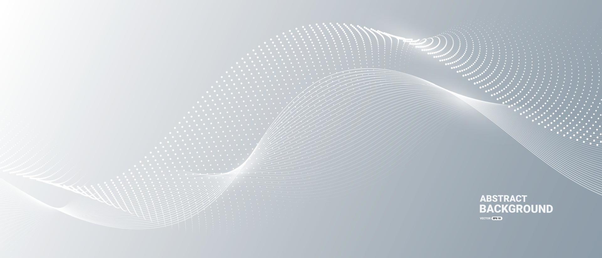 Grey white abstract background with flowing particles vector