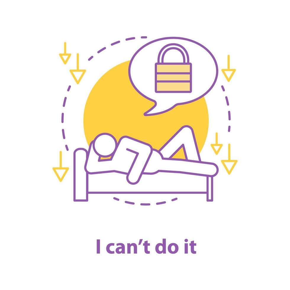 Inaction concept icon. Difficulties idea thin line illustration. Laziness. Vector isolated outline drawing