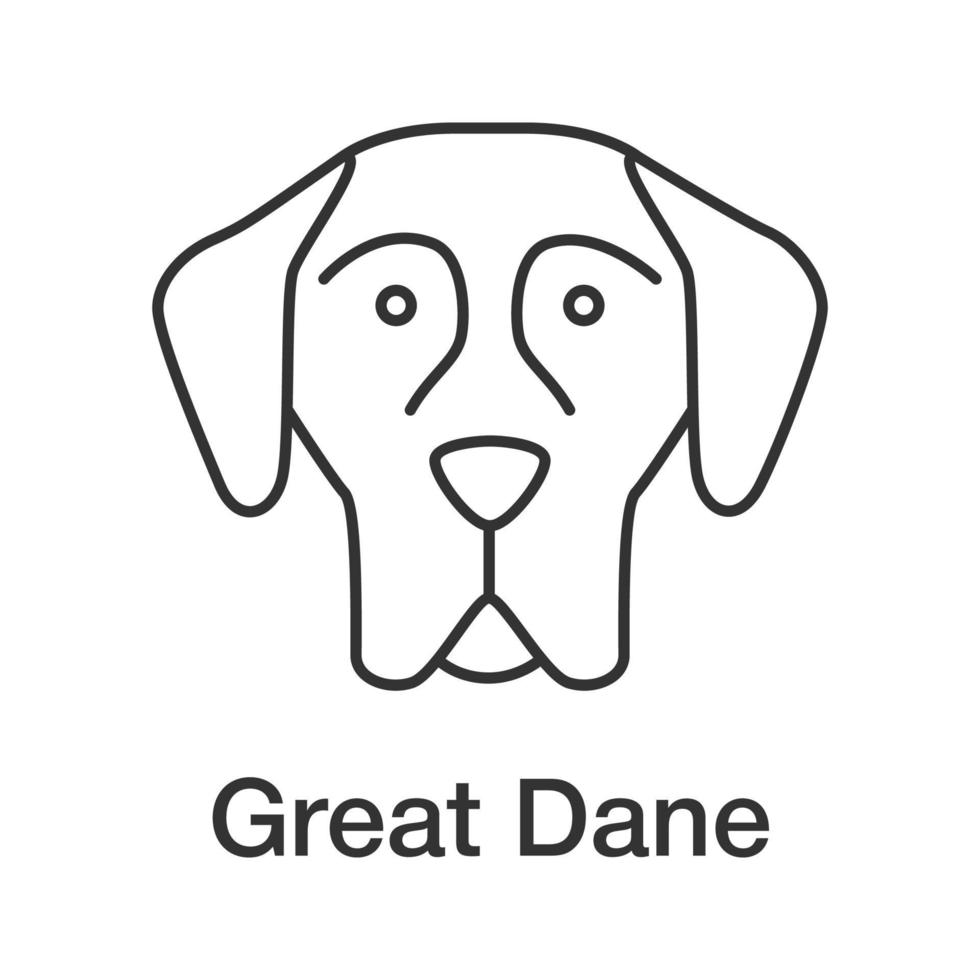 Great Dane linear icon. German Mastiff. Thin line illustration. Guardian dog breed. Contour symbol. Vector isolated outline drawing