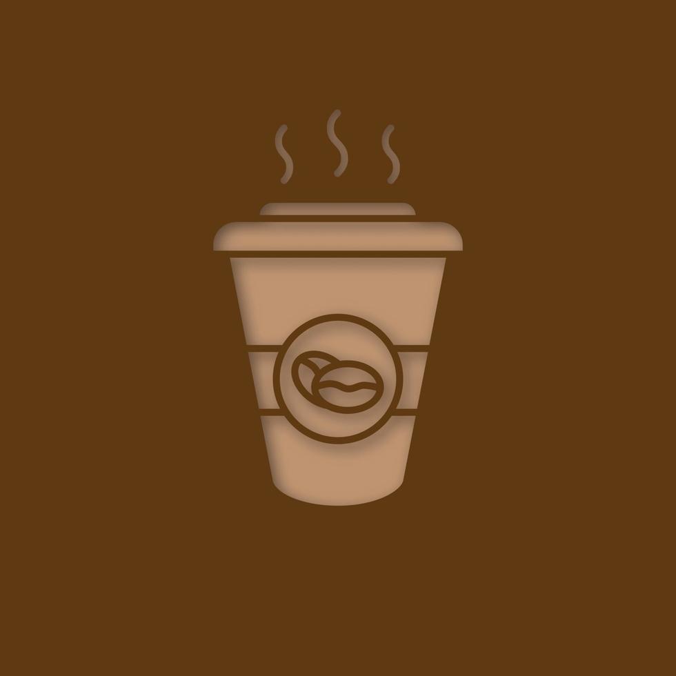 café para llevar icono de corte de papel. taza de café desechable con tapa. letrero de la casa de café. vector silueta ilustración aislada