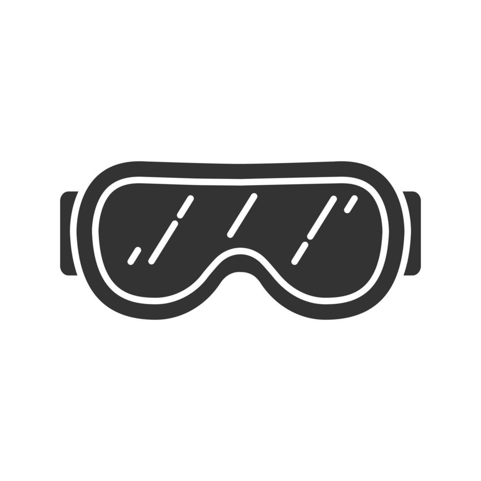 Ski goggles glyph icon. Snow glasses. Safety eyeglasses. Silhouette symbol. Negative space. Vector isolated illustration