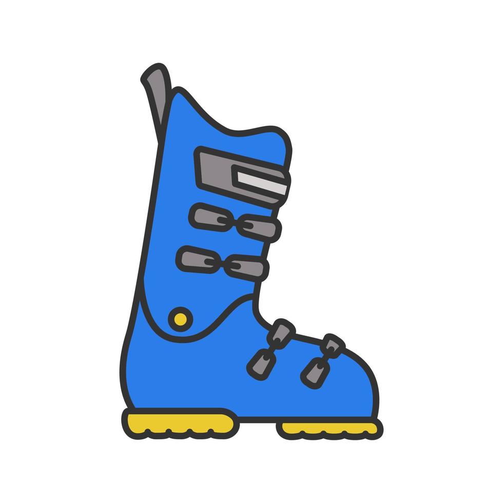 icono de color de botas de esquí o snowboard. ilustración vectorial aislada vector