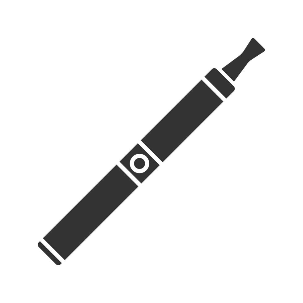E-cigarette glyph icon. Vape pen. Electronic cigarette. Silhouette symbol. Negative space. Vector isolated illustration