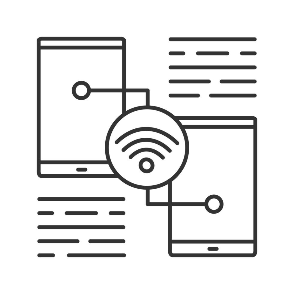 Sharing smartphone wifi linear icon. Thin line illustration. Internet connection. Contour symbol. Vector isolated outline drawing