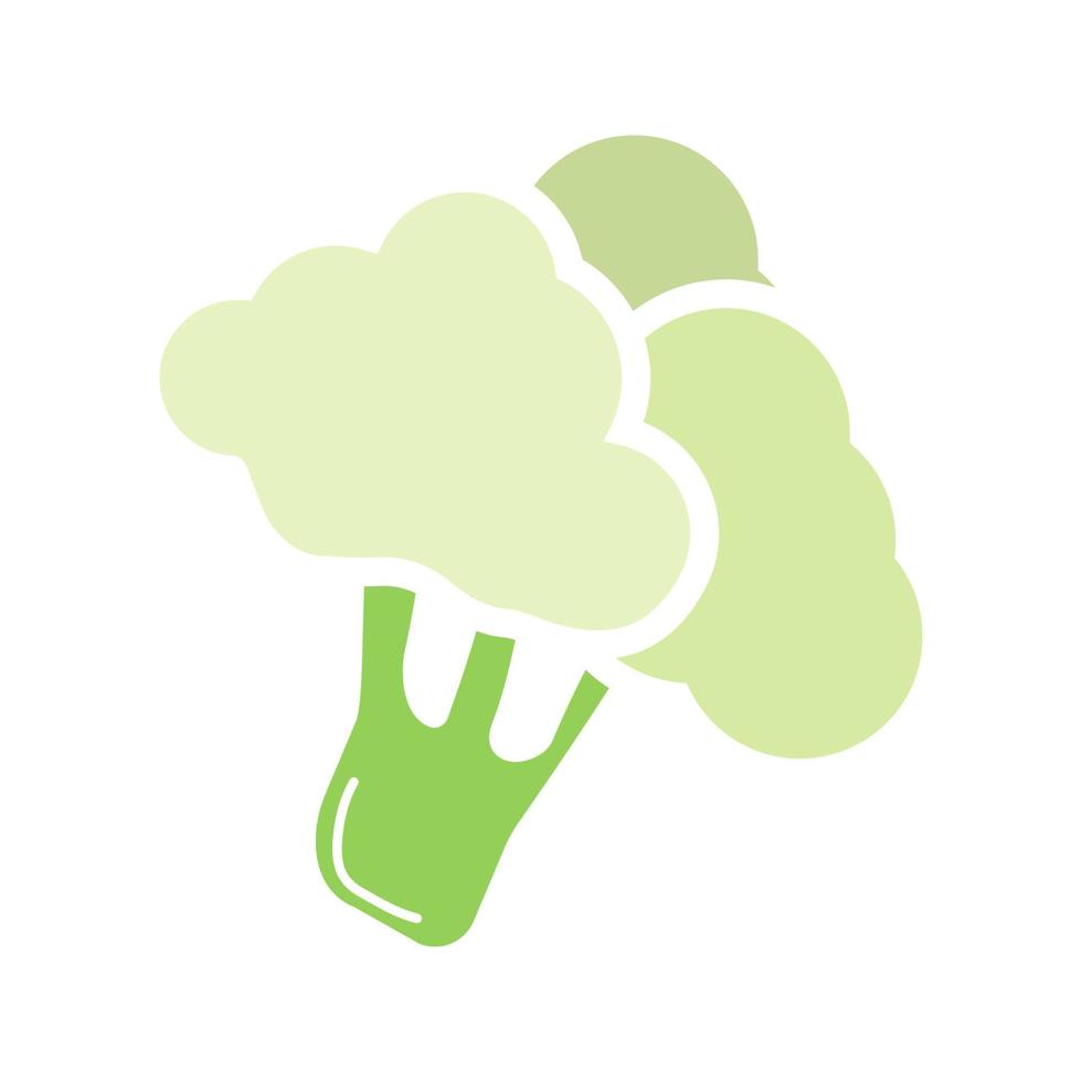 Broccoli branch glyph color icon. Cauliflower. Silhouette symbol on white background with no outline. Negative space. Vector illustration